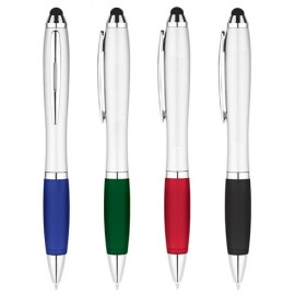 Logo Branded Chrome Color Grip Stylus Pen