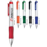 Logo Branded Polymer Collection Silver Barrel Pen w/ Matching Clip & Grip