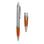 Custom Imprinted Ball Point Pen, Silver/Orange - Pad Printed