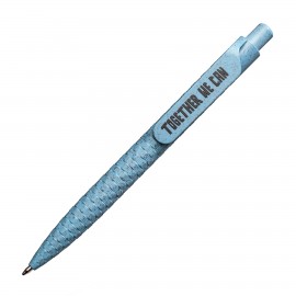 Dover Recycled Wheat Straw Pen - Blue Logo Branded  Dover Recycled Wheat Straw Pen - Blue Logo Branded