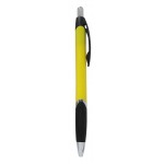 Custom Engraved Ball Point Pen, Yellow - Black Rubber Grip - Pad Printed