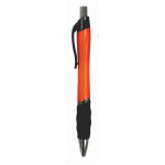 Custom Imprinted Ball Point Pen, Orange - Black Rubber Grip - Pad Printed