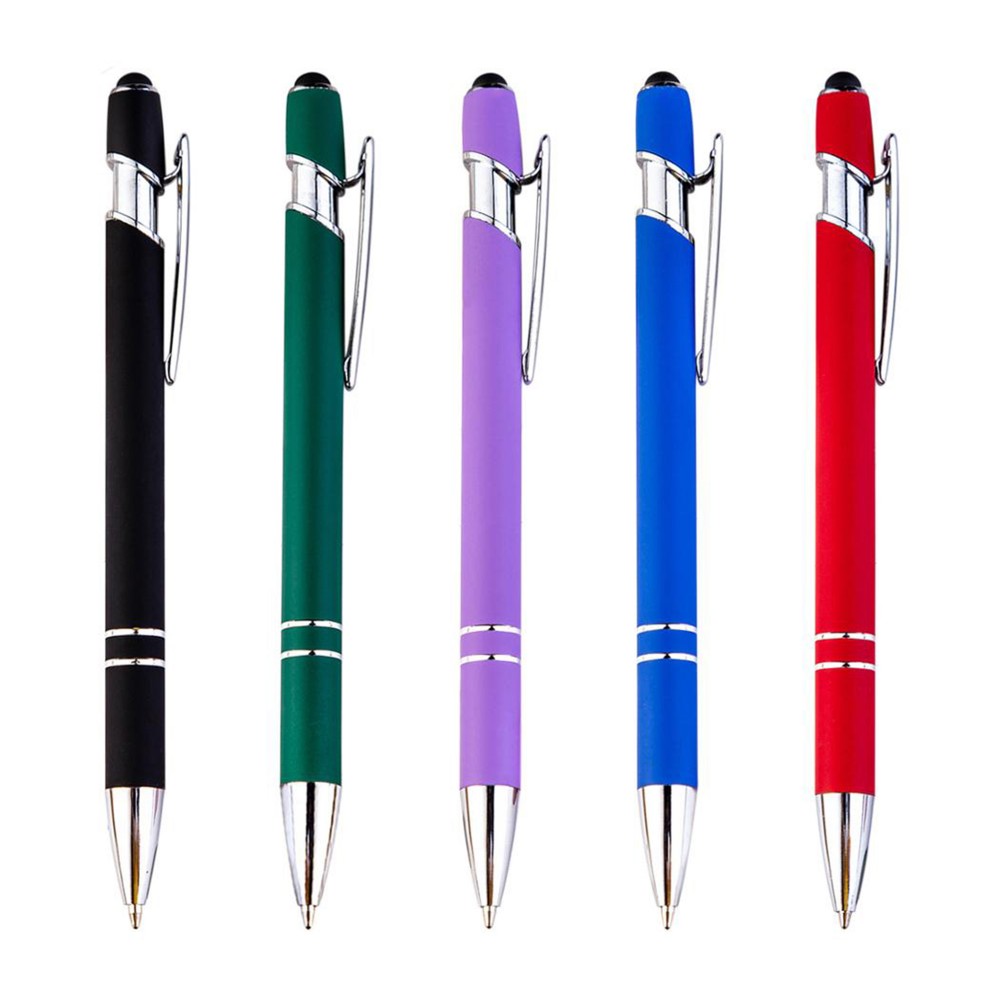 Custom Imprinted Stylish Soft Touch Ballpoint Pen with Stylus Tip