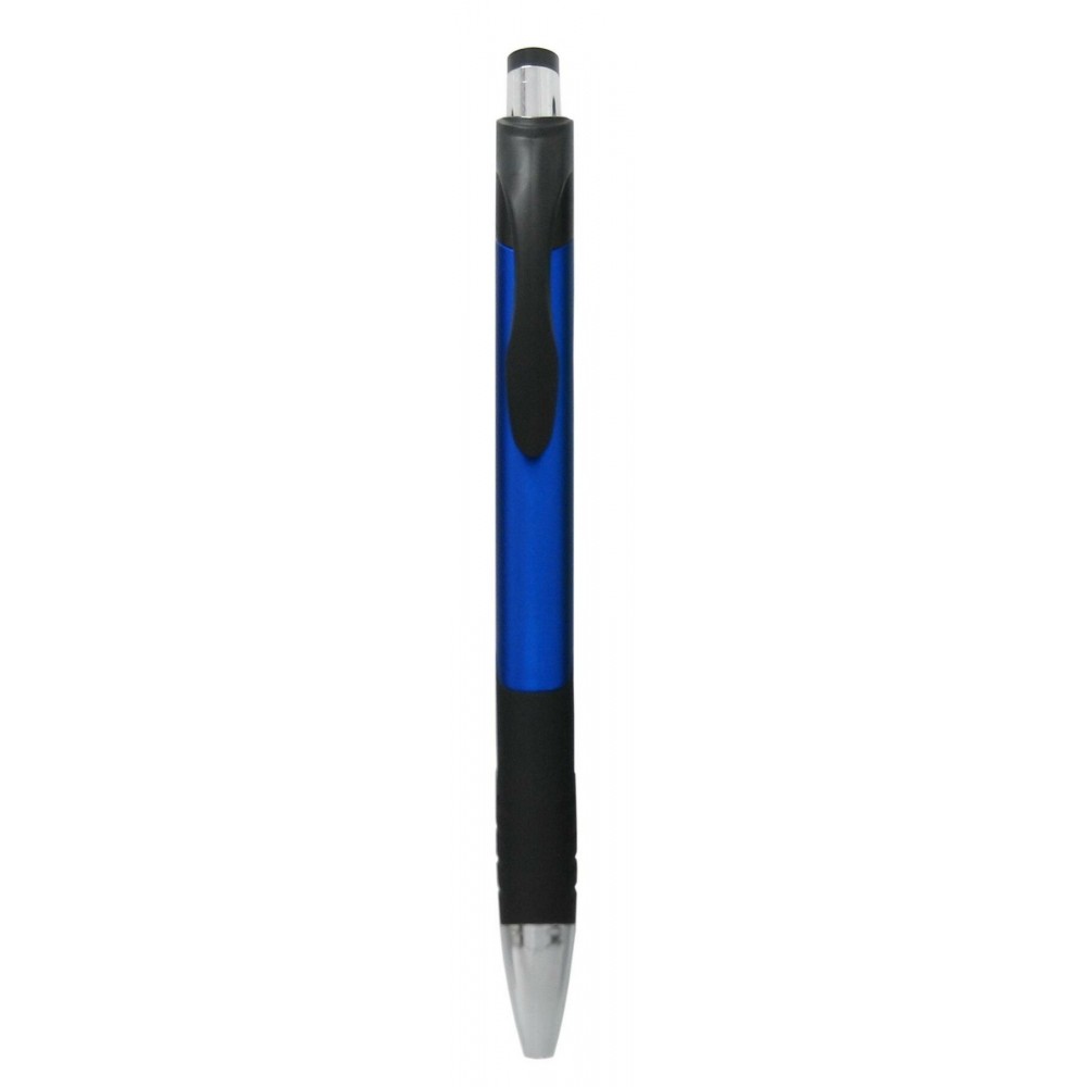 Ball Point Pen, Blue - Rubber Grip - Pad Printed Custom Engraved