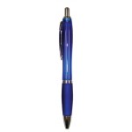 Custom Engraved Ball Point Pen, Blue/Blue Rubber Grip - Pad Printed