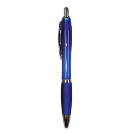 Custom Engraved Ball Point Pen, Blue/Blue Rubber Grip - Pad Printed