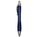 Custom Imprinted Ball Point Pen, Blue - Blue Rubber Grip - Pad Printed