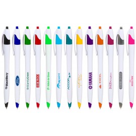 Union Printed - White Elegant Click Pens - Colored Trim with 1-Color Logo Custom Engraved