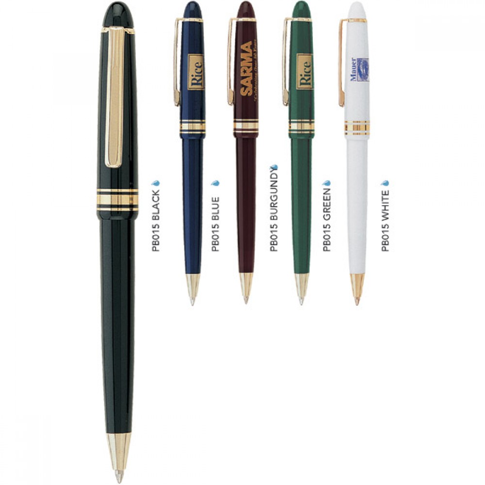 Custom Imprinted Polymer Collection Slim Click Action Ballpoint Pen w/ Gold Trims Custom Imprinted Polymer Collection Slim Click Action Ballpoint Pen w/ Gold Trims