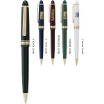 Custom Imprinted Polymer Collection Slim Click Action Ballpoint Pen w/ Gold Trims