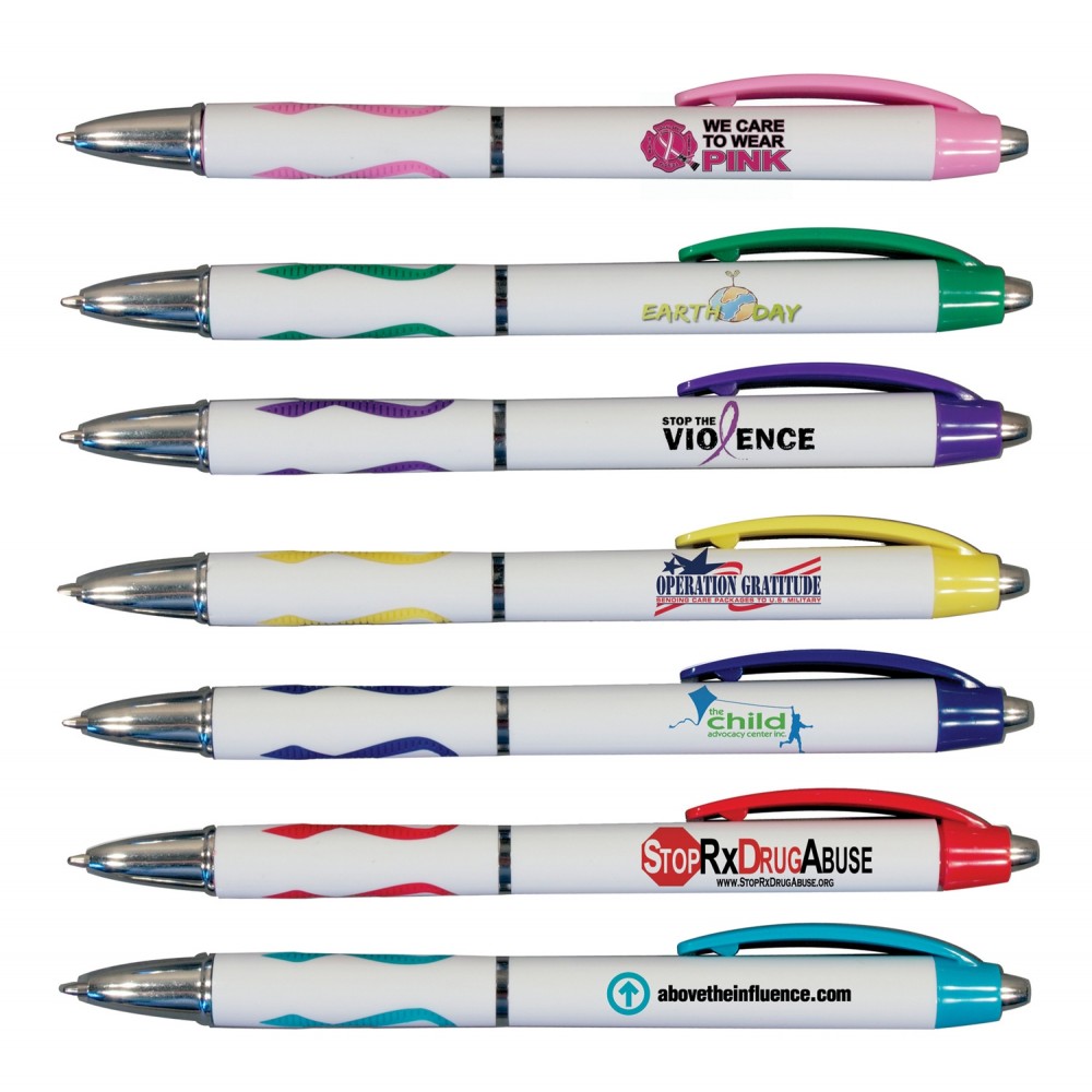 Awareness Pen w/ Ribbed Rubber Grip (Full Color Digital) Custom Imprinted