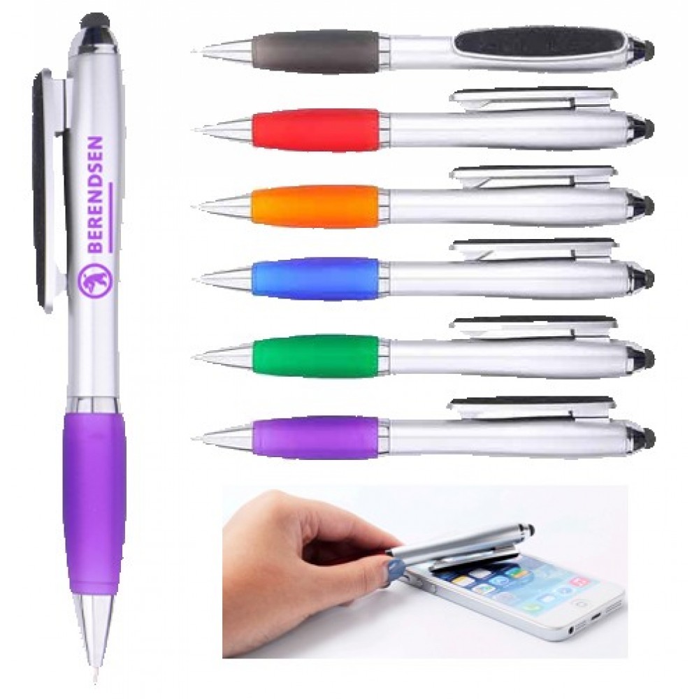 3-in-1 Ballpoint Screen Cleaning Stylus Pen Custom Engraved 3-in-1 Ballpoint Screen Cleaning Stylus Pen Custom Engraved