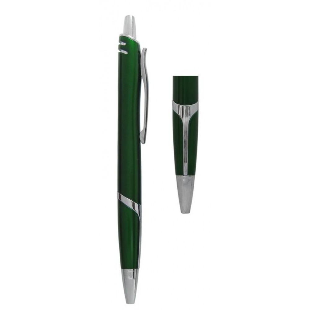 Custom Engraved Ball Point Pen, Green - Pad Printed Custom Engraved Ball Point Pen, Green - Pad Printed