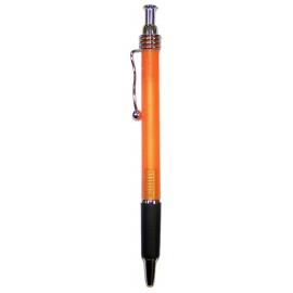 Ball Point Pen, Orange - Black Rubber Grip - Pad Printed Logo Branded