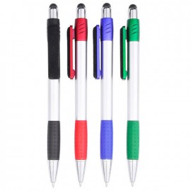 3-in-1 Silver Ballpoint/Stylus/Screen Cleaner Custom Imprinted