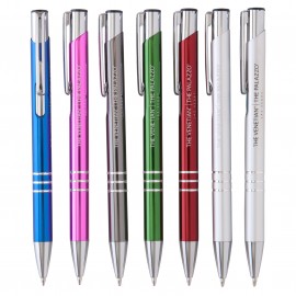 Aura Metal Push Action Ballpoint Pen w/ Chrome Accent Custom Imprinted  Aura Metal Push Action Ballpoint Pen w/ Chrome Accent Custom Imprinted