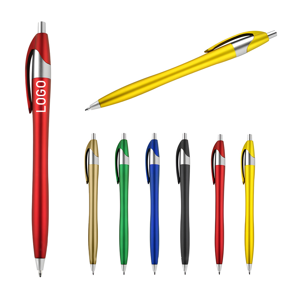 Custom Colorful Plastic Click-Action Ballpoint Pen w/Pocket Clip Custom Engraved Custom Colorful Plastic Click-Action Ballpoint Pen w/Pocket Clip Custom Engraved
