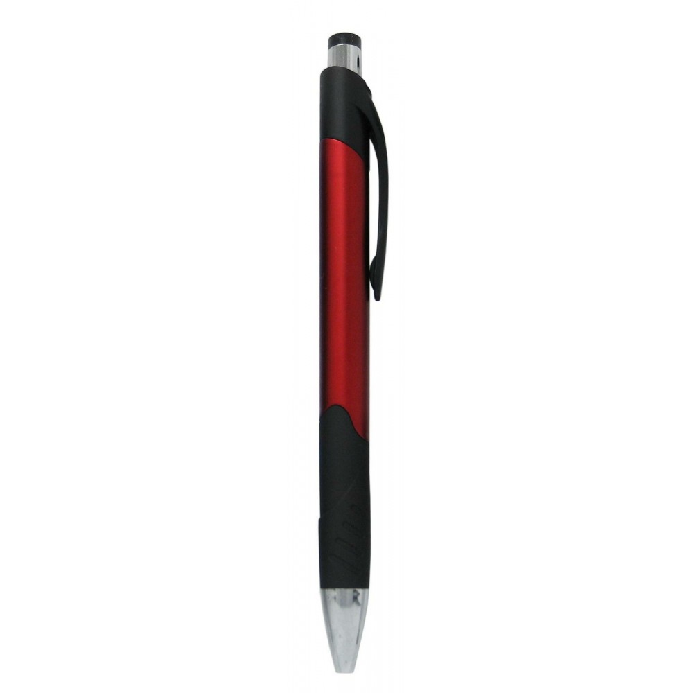 Custom Engraved Ball Point Pen, Red - Rubber Grip - Pad Printed