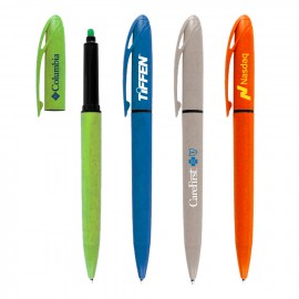 Wheat Straw Highlighter and Ballpoint Pen Logo Branded