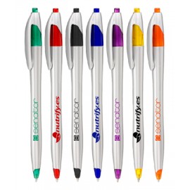 Logo Branded Union Printed - Elegant Silver Pen with Colored Trim 1-Color Logo  Logo Branded Union Printed - Elegant Silver Pen with Colored Trim 1-Color Logo