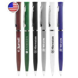 Custom Imprinted USA Made - Deluxe - Twister Ballpoint Pen - Nickel Ring
