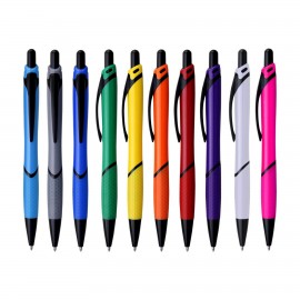 Custom Engraved Sance Ballpoint Pen W/ Rubber Grip & Clip
