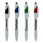 Custom Imprinted European Style Ball Point Pen with 3 Ink Color & Stylus.