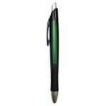 Custom Engraved Ball Point Pen, Green - Black Rubber Grip - Pad Printed