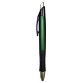 Custom Engraved Ball Point Pen, Green - Black Rubber Grip - Pad Printed