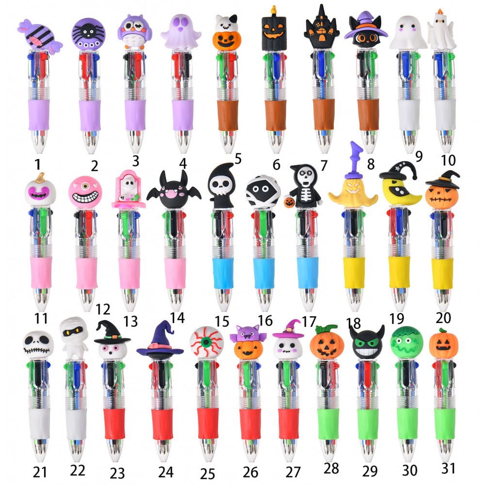 Cute Cartoon Halloween Four Color Pocket Pens Custom Imprinted Cute Cartoon Halloween Four Color Pocket Pens Custom Imprinted