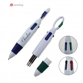 Logo Branded Four-color Ballpoint Pen /w Carabiners