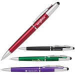 Dual Function Plastic Ballpoint Pen w/ Soft Touch Stylus Tip (OUTDATED) Logo Branded