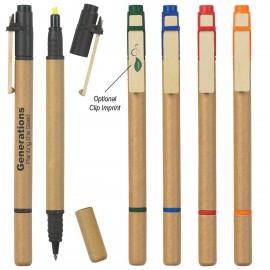 Logo Branded Eco-friendy Pen and Highlighter Combo
