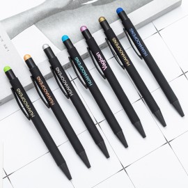 Custom Engraved Creative Metal Ballpoint Click Pen W/Colorful Stylus