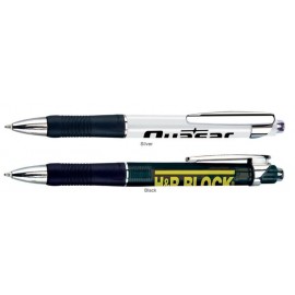 Logo Branded Plastic Collection Click Action Pen w/Colored Barrel & Chrome Trim