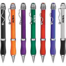 Custom Imprinted Cushy Plastic Twist Action Ballpoint w/ Coil Pocket Clip