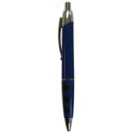 Custom Engraved Ball Point Pen, Blue - Black Rubber Grip Dots - Pad Printed