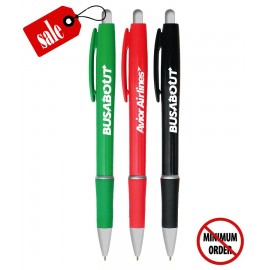 Custom Engraved Closeout - Solid Clicker Pen with Silver Trim
