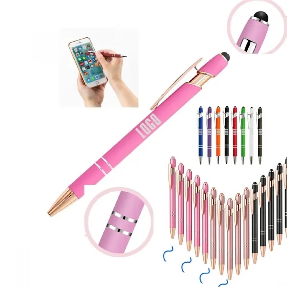 Custom Imprinted Pink Pen With Soft Rubberized Grip Custom Imprinted Pink Pen With Soft Rubberized Grip