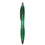 Ball Point Pen, Green/Green Rubber Grip - Pad Printed Logo Branded