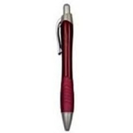 Ball Point Pen, Burgundy- Burgundy Rubber Grip - Pad Printed Custom Imprinted