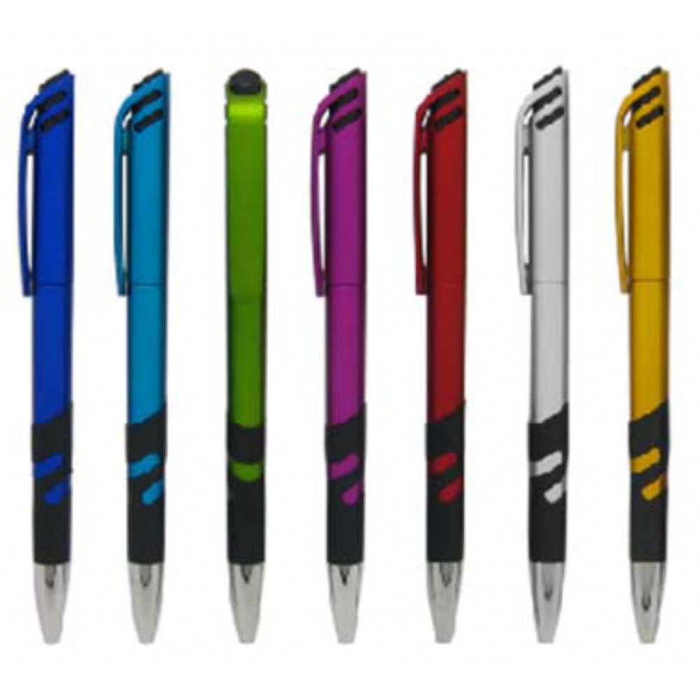 Custom Engraved Click Pen - Rubber Grip - Pad Printed Custom Engraved Click Pen - Rubber Grip - Pad Printed