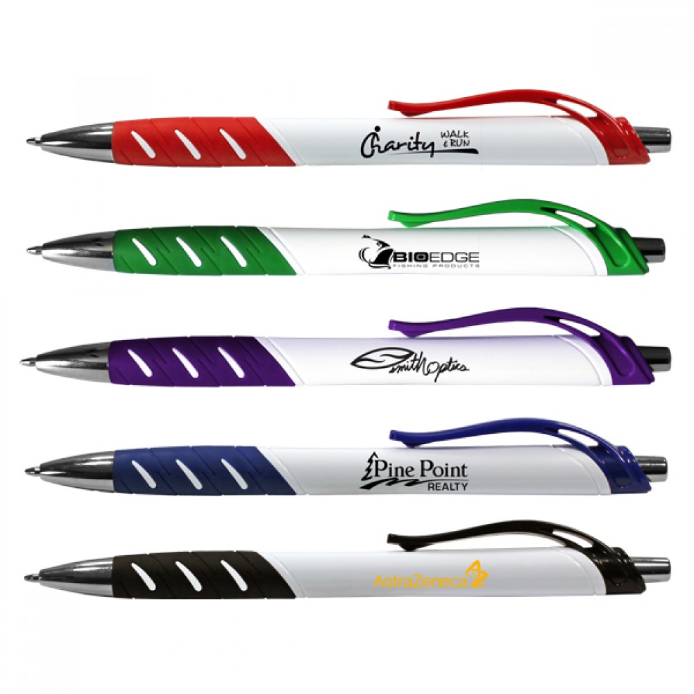 Custom Imprinted White Allure Grip Pen