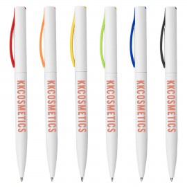 Rotary White Plastic Ballpoint Pen Logo Branded