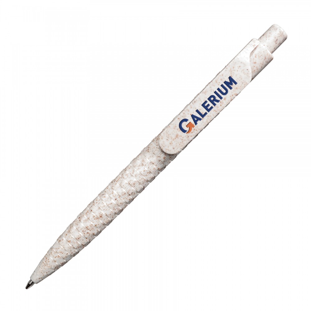 Dover Recycled Wheat Straw Pen - White Custom Engraved