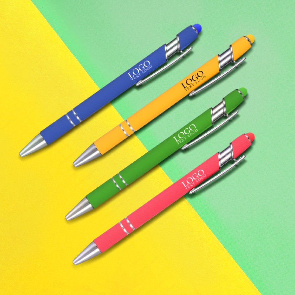 Logo Branded Metal Ballpoint Pen With Color Stylus Tip