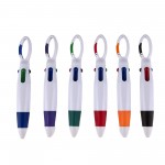 Retractable Four-color Shuttle Pens with Carabiner Clip Logo Branded
