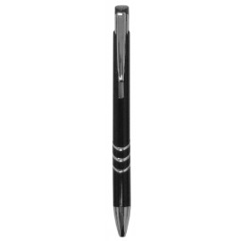 Ball Point Pen, Black/ Silver - Pad Printed Custom Engraved