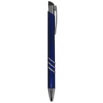 Ball Point Pen, Blue/Silver - Pad Printed Custom Engraved