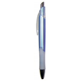 Ball Point Pen, Blue - Clear Clip & Clear Rubber Grip - Pad Printed Logo Branded  Ball Point Pen, Blue - Clear Clip & Clear Rubber Grip - Pad Printed Logo Branded